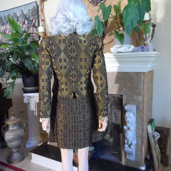 Christian Lacroix Paris 2000's Collection Black Gold Brocade Dress Set Size S - Picture 14 of 16